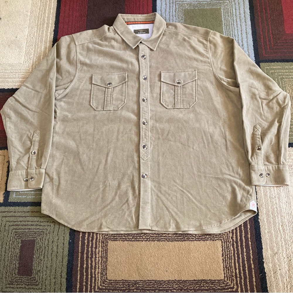 J.L. Powell Sporting Life Heavy Cotton Green Button Shirt Jacket Men's Size 2XL